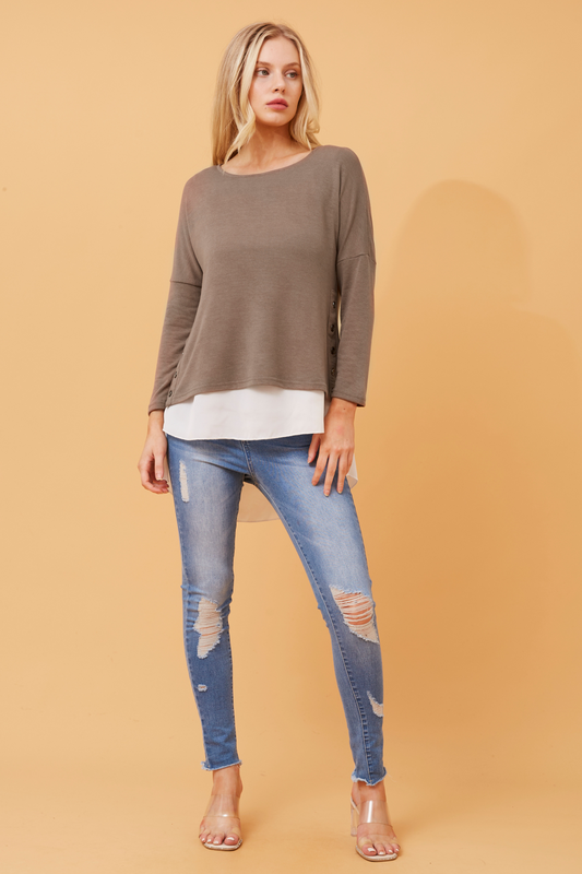 Carie Double Layer Top Taupe T512725