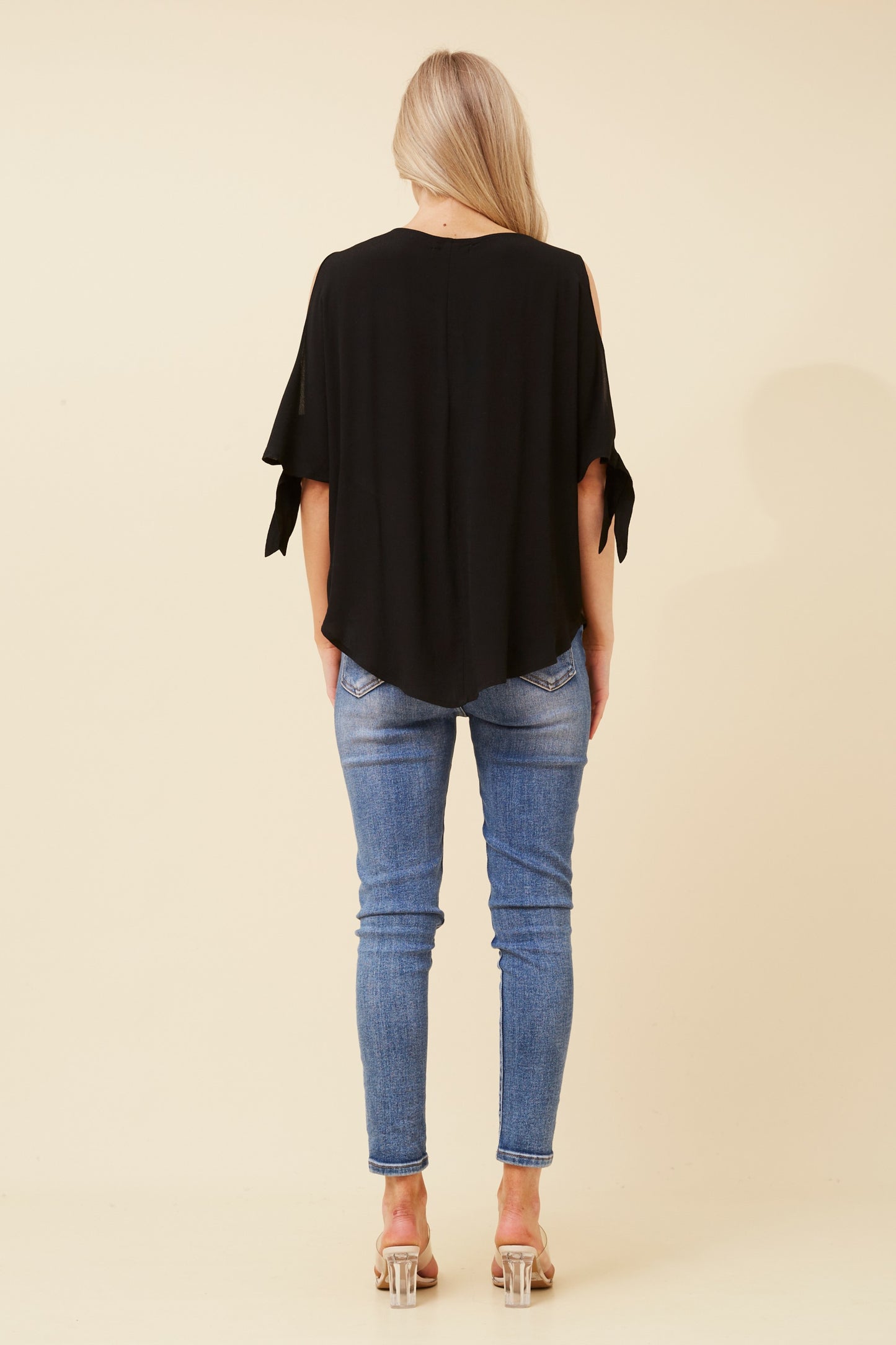 Becky Cold Shoulder Top - Black T514654