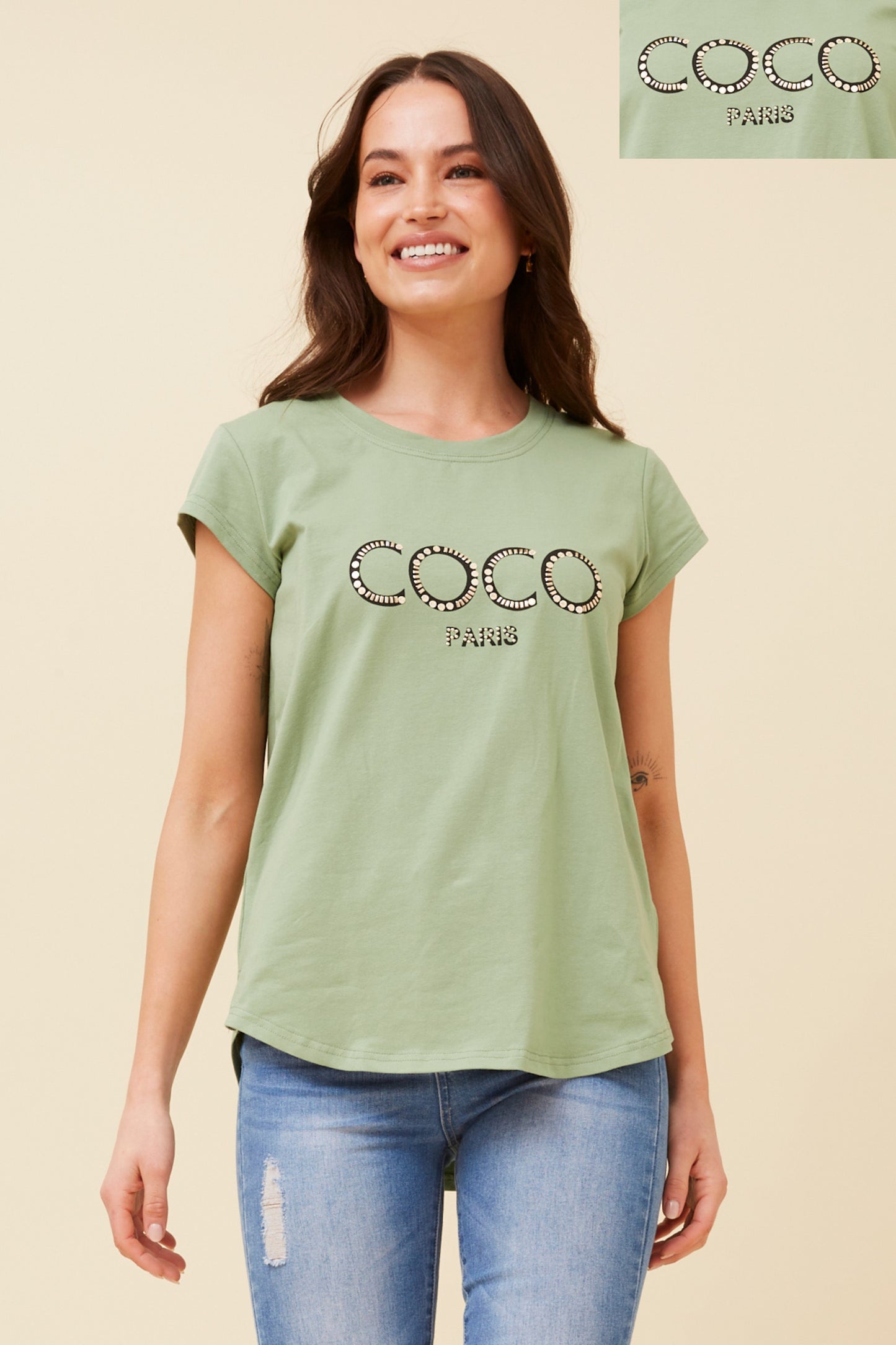 Coco Graphic T-Shirt - Green Ash T515772