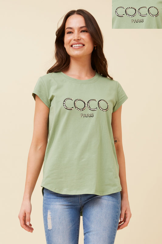 Coco Graphic T-Shirt - Green Ash T515772