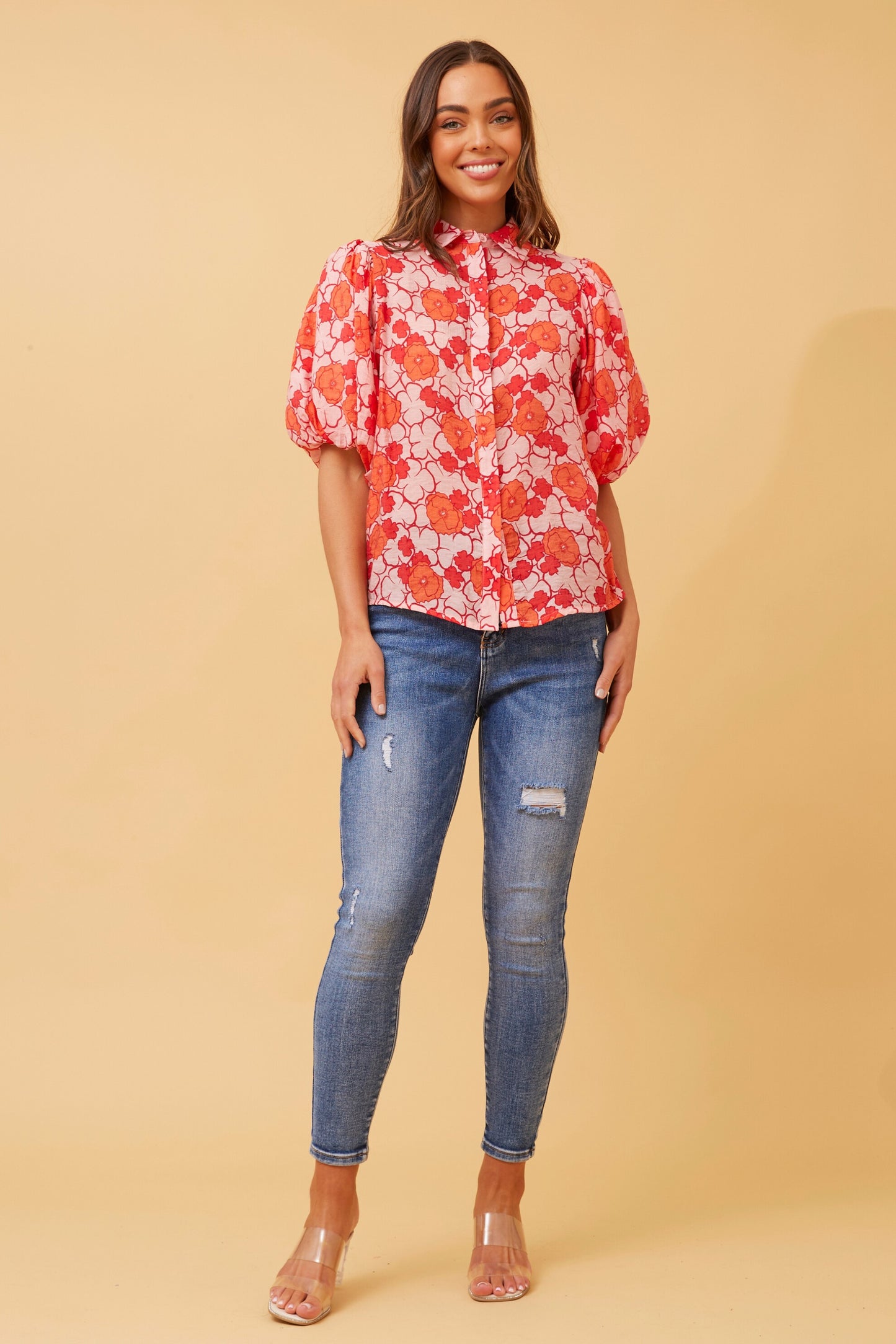 Millie Puff Sleeve Floral Shirt T515794