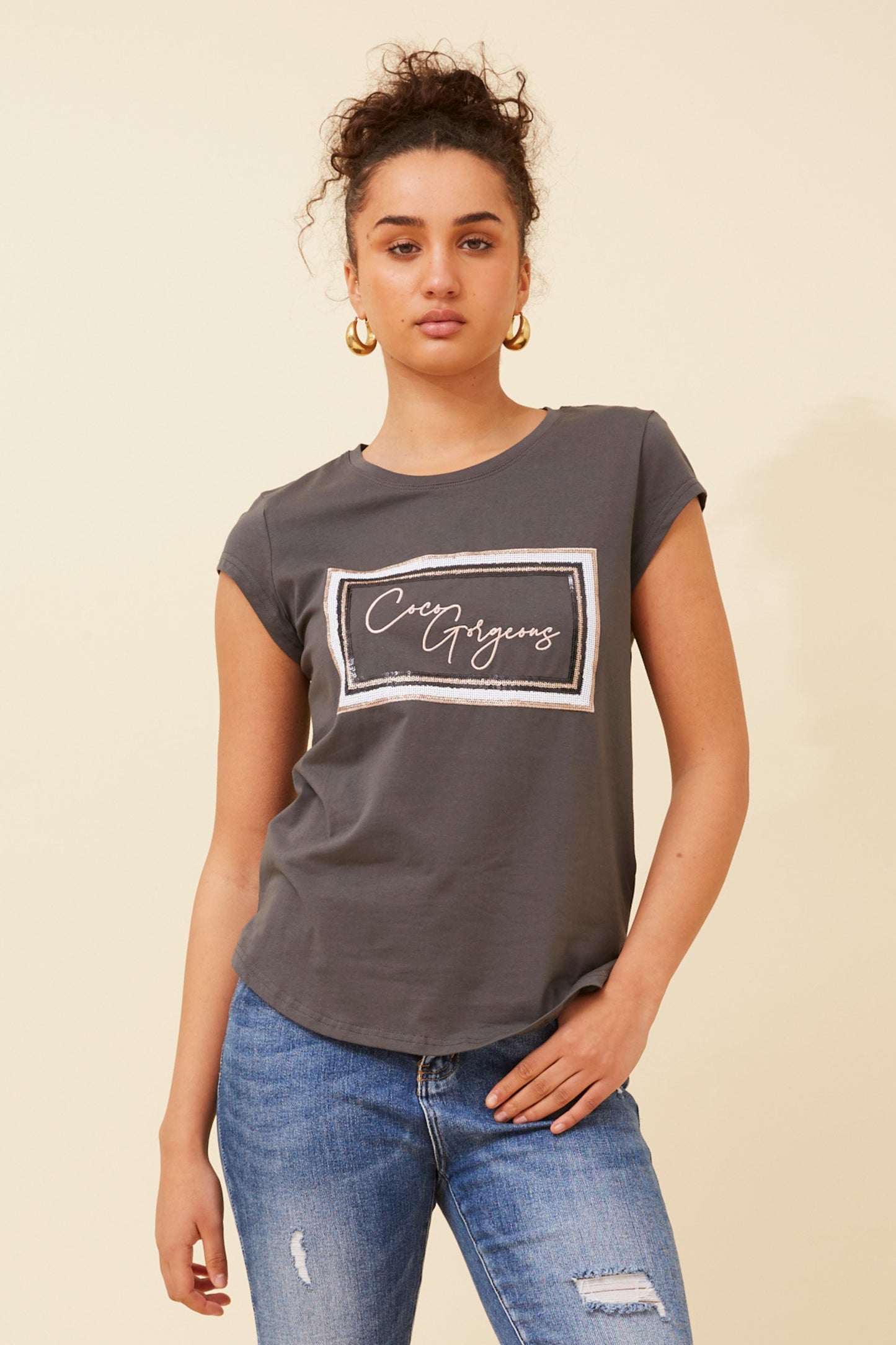 Coco Gorgeous Graphic T-Shirt - Charcoal T516558