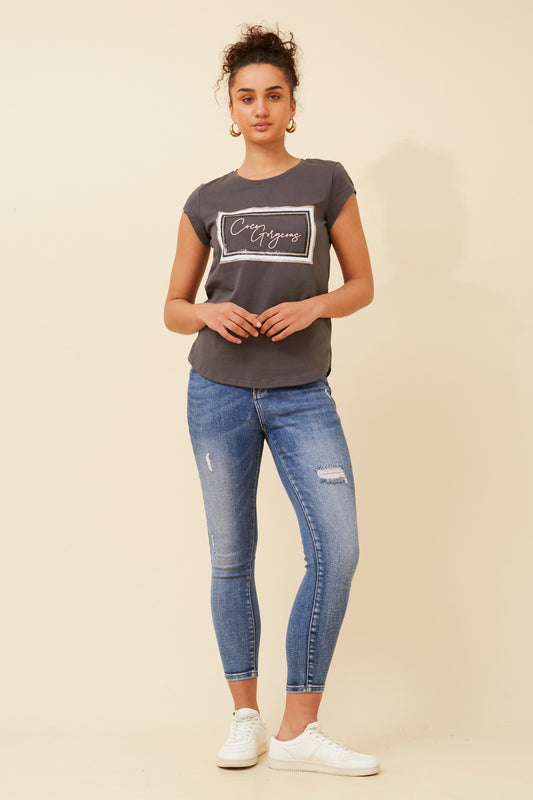 Coco Gorgeous Graphic T-Shirt - Charcoal T516558