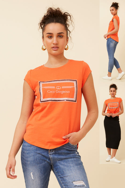 Coco Gorgeous Graphic T-Shirt -Orange T516559