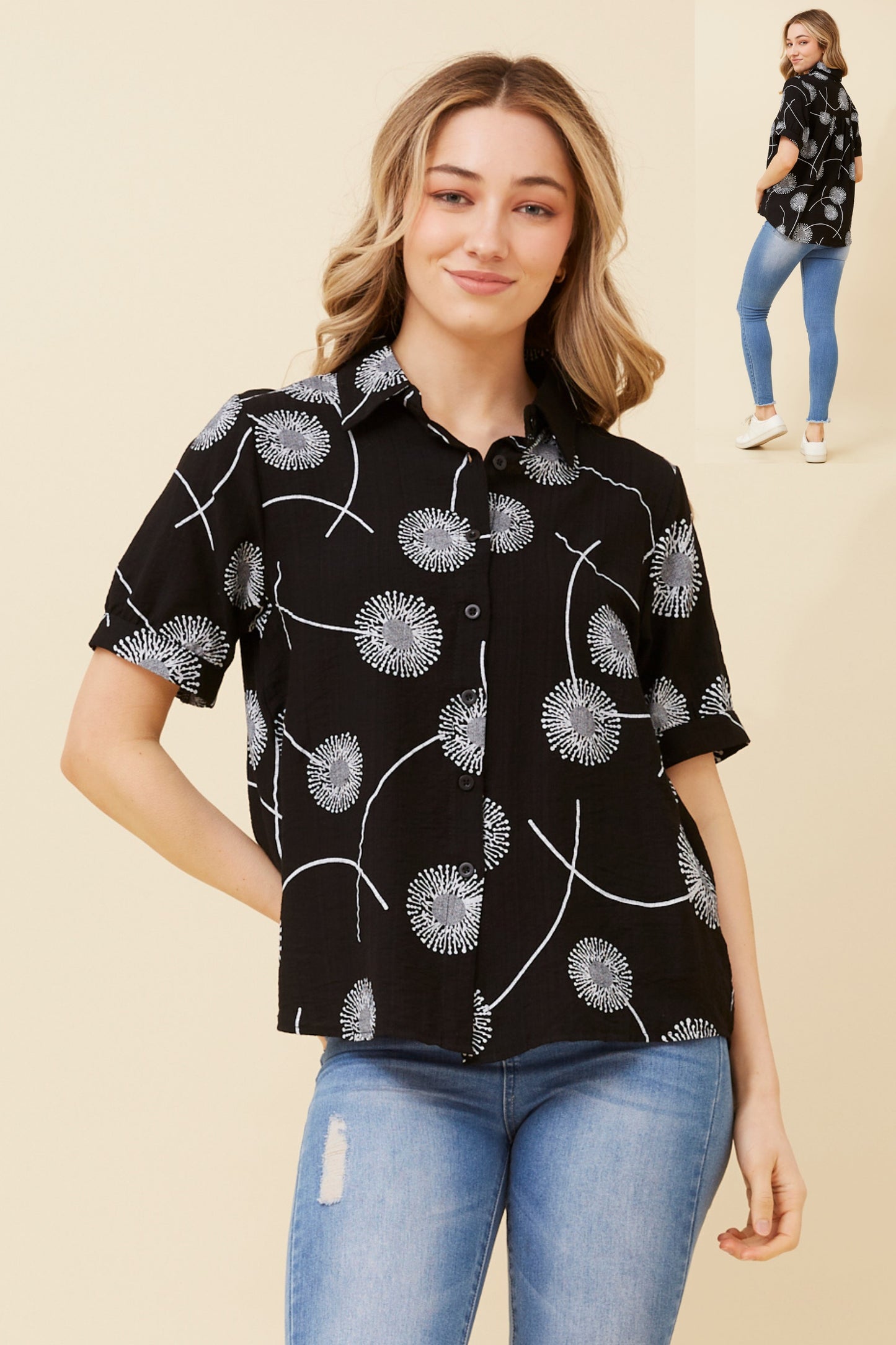 Sinna Abstract Print Shirt - Black T517627