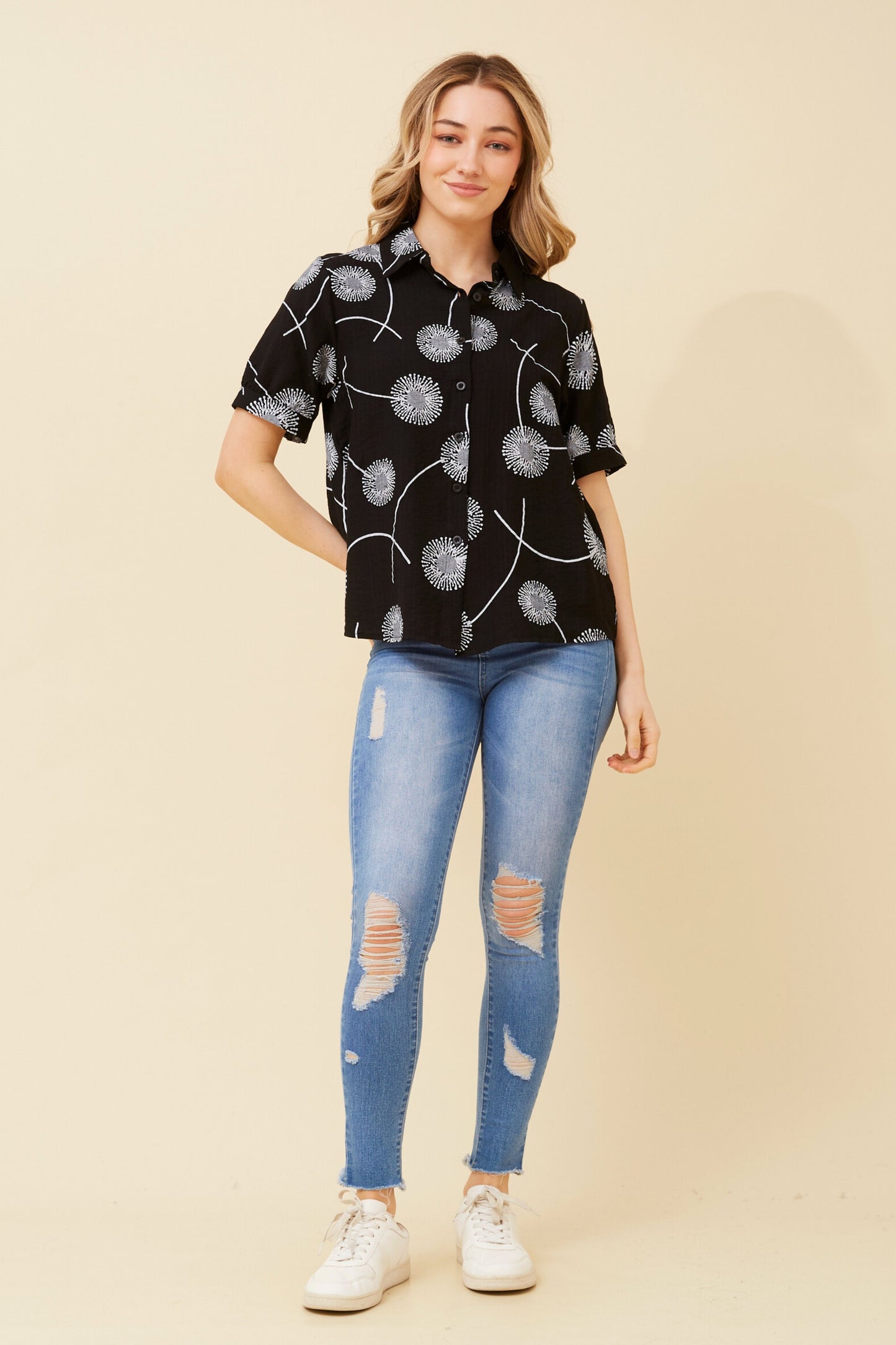 Sinna Abstract Print Shirt - Black T517627