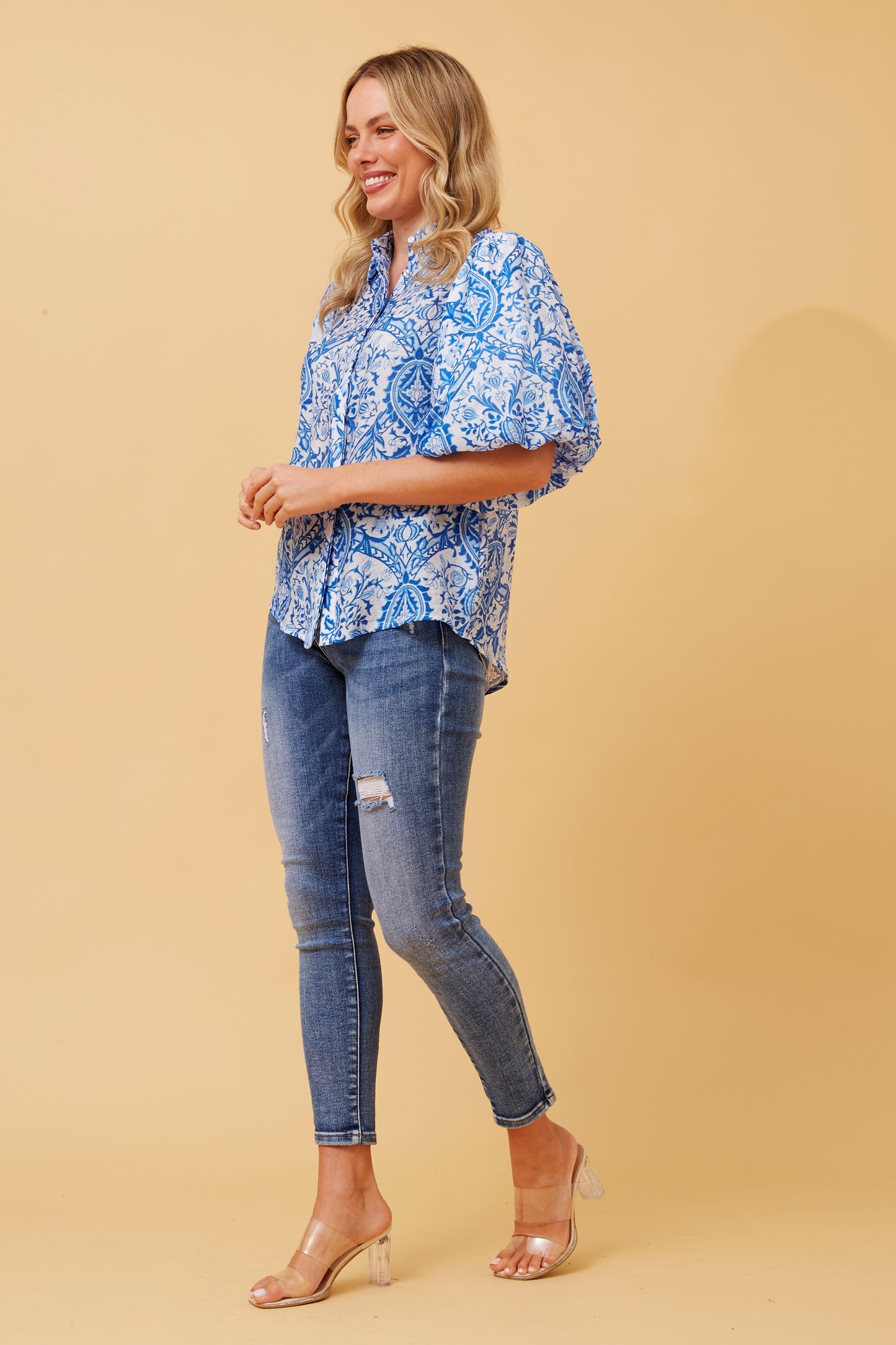 Millie Puff Sleeve Floral Shirt T517738