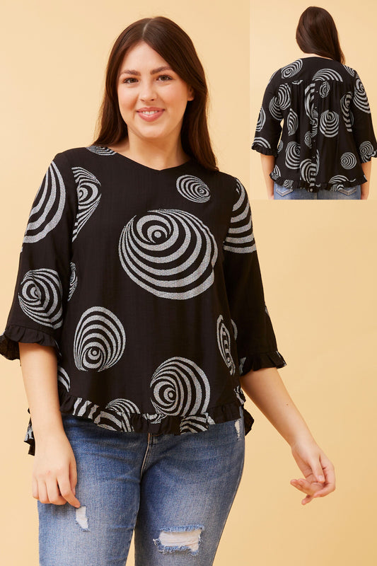 Lila Printed Back Button Top T518470