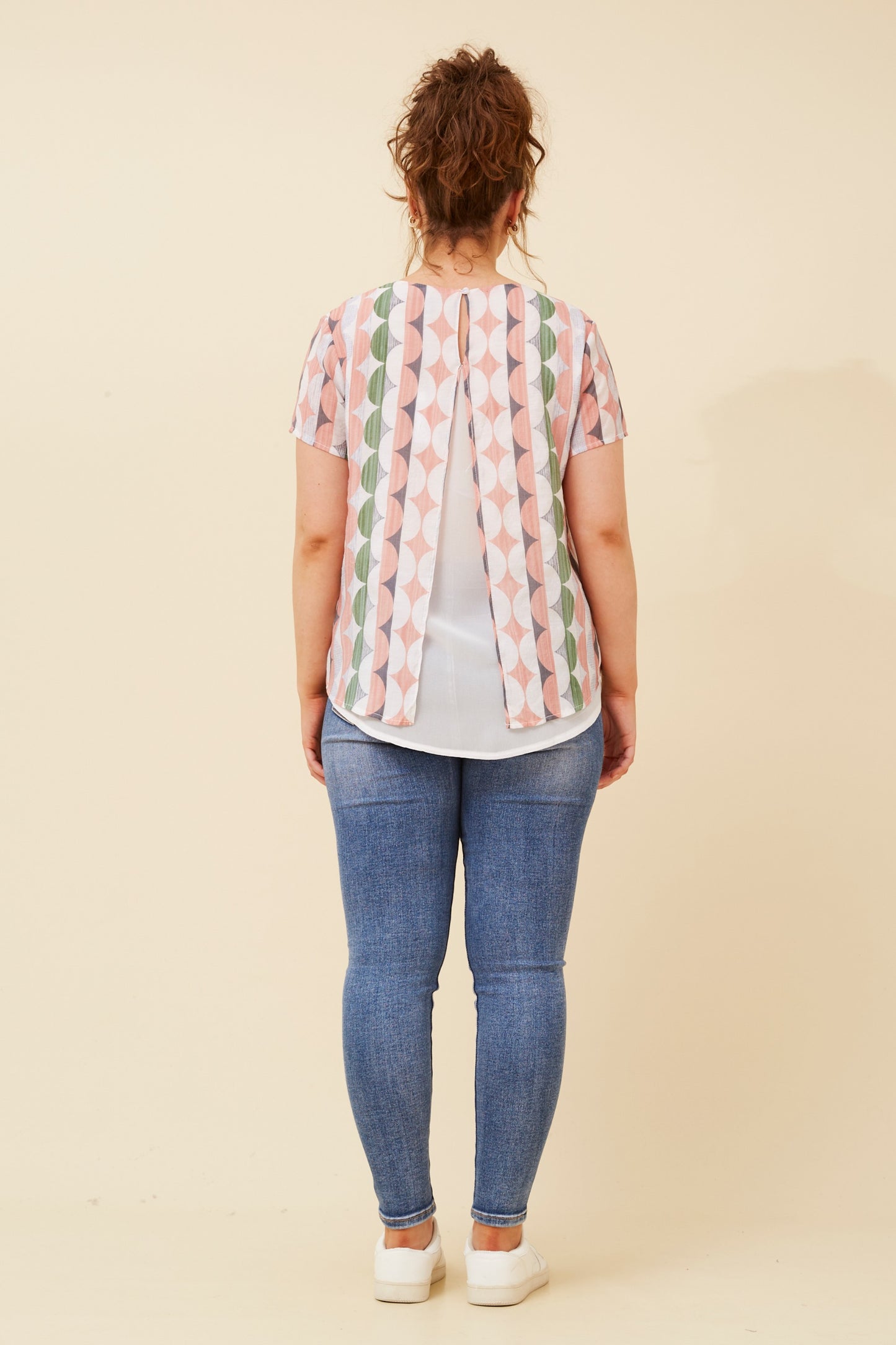 Mischa Double Layer Printed Top T518576 - Apricot