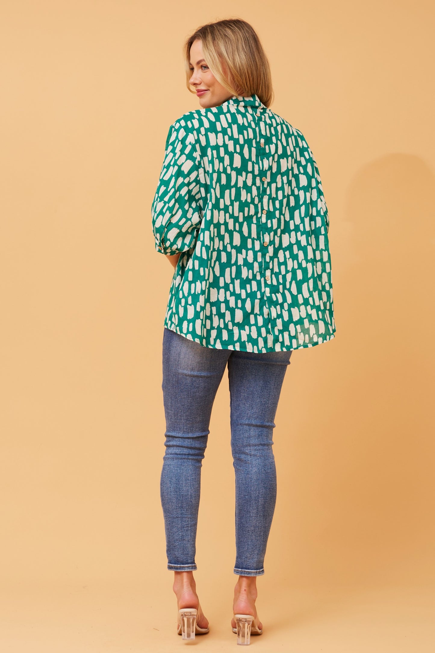 Rosa Shirt with Back Button Detail - Green T519003