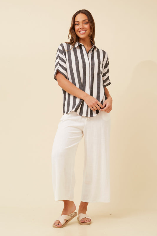 Verona Stripe Shirt with Cuffs T519349 - Black