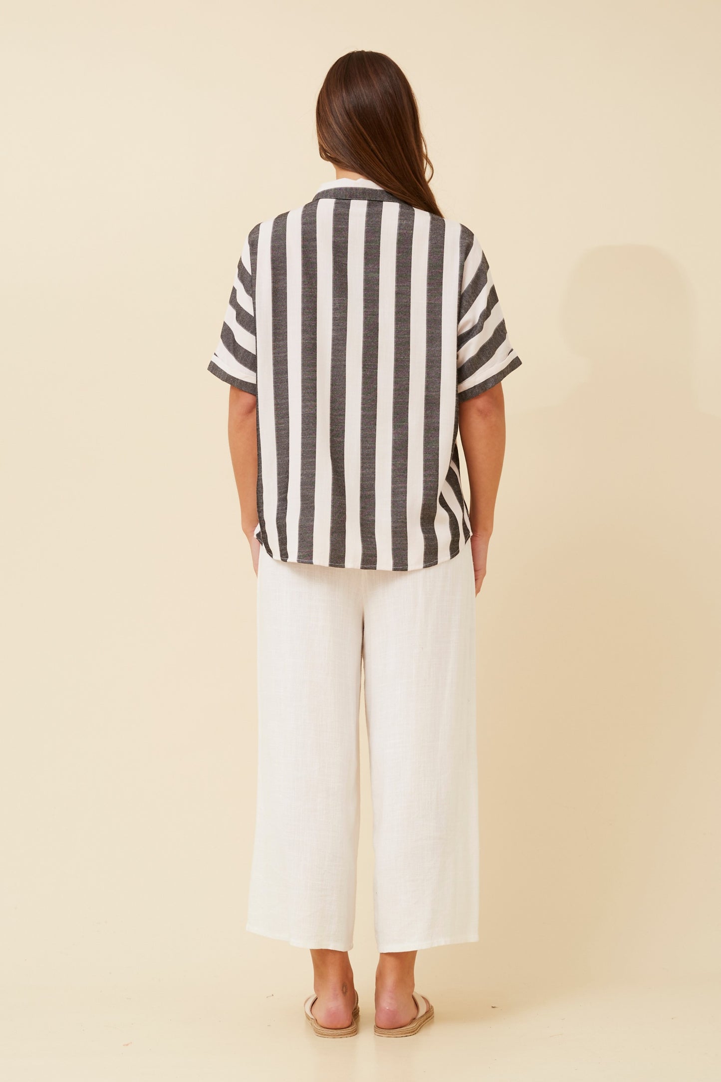 Verona Stripe Shirt with Cuffs T519349 - Black