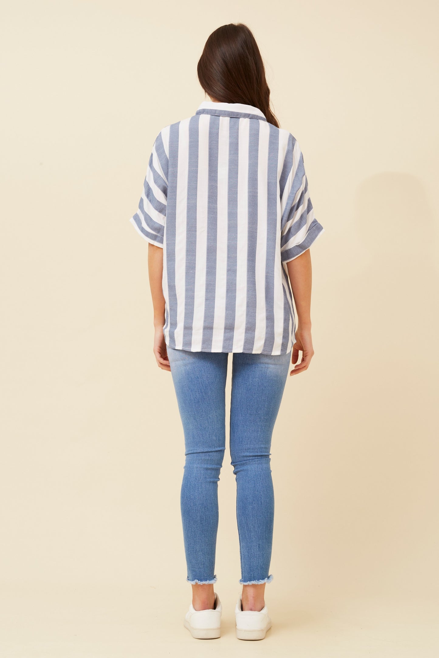 Verona Stripe Shirt with Cuffs T519349 - Navy