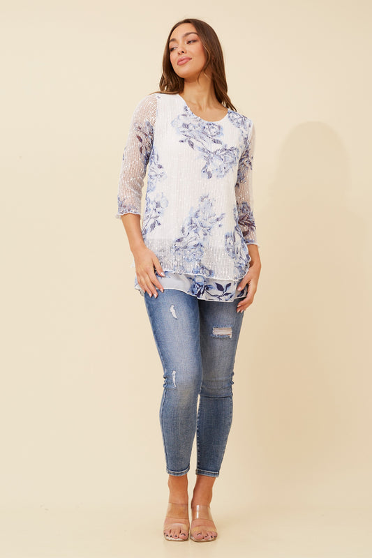 Kai Double Layer Top - Blue T521200