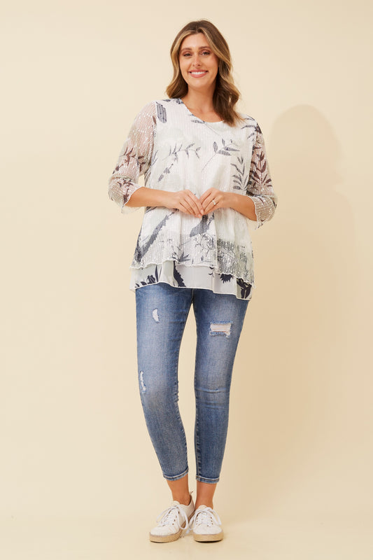 Kai Double Layer Top - Sage T521202