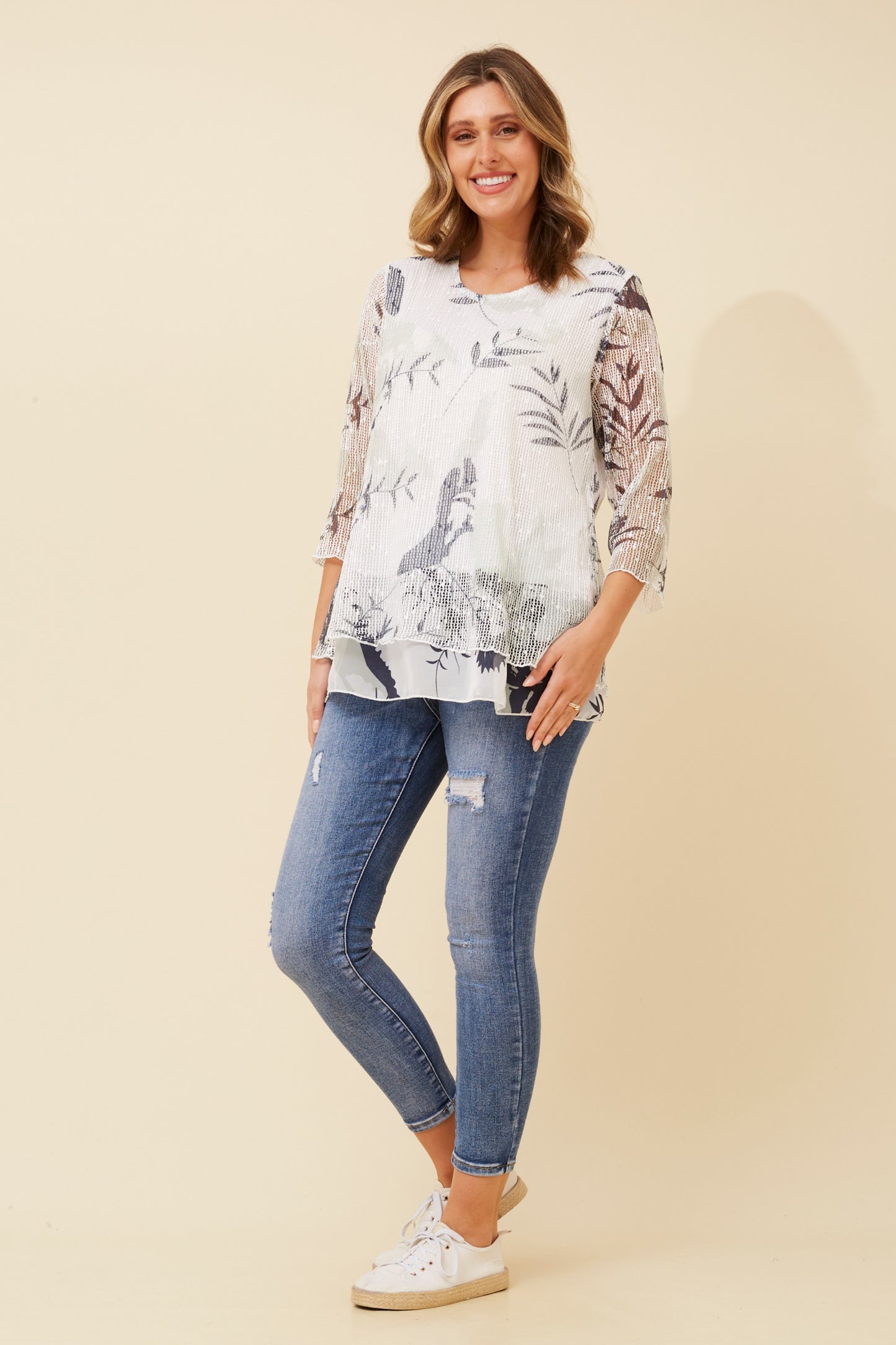 Kai Double Layer Top - Sage T521202