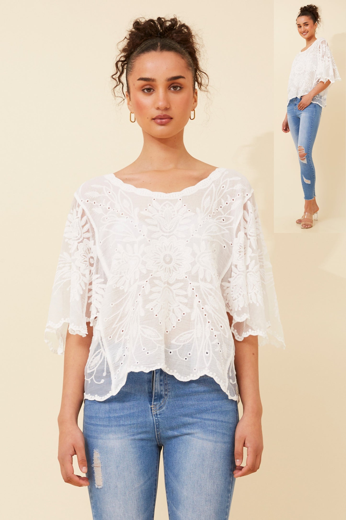 Boho Lace White Blouse T521210