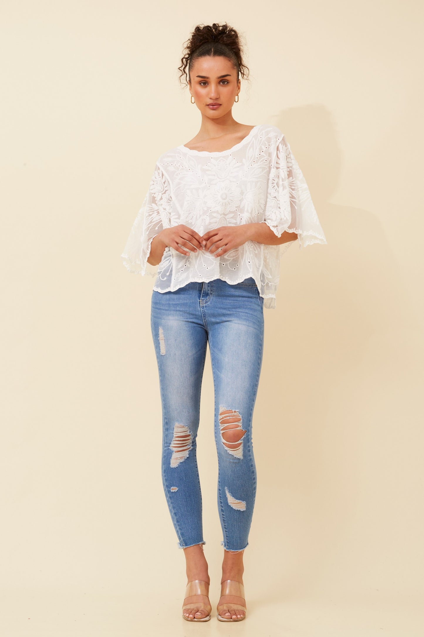 Boho Lace White Blouse T521210