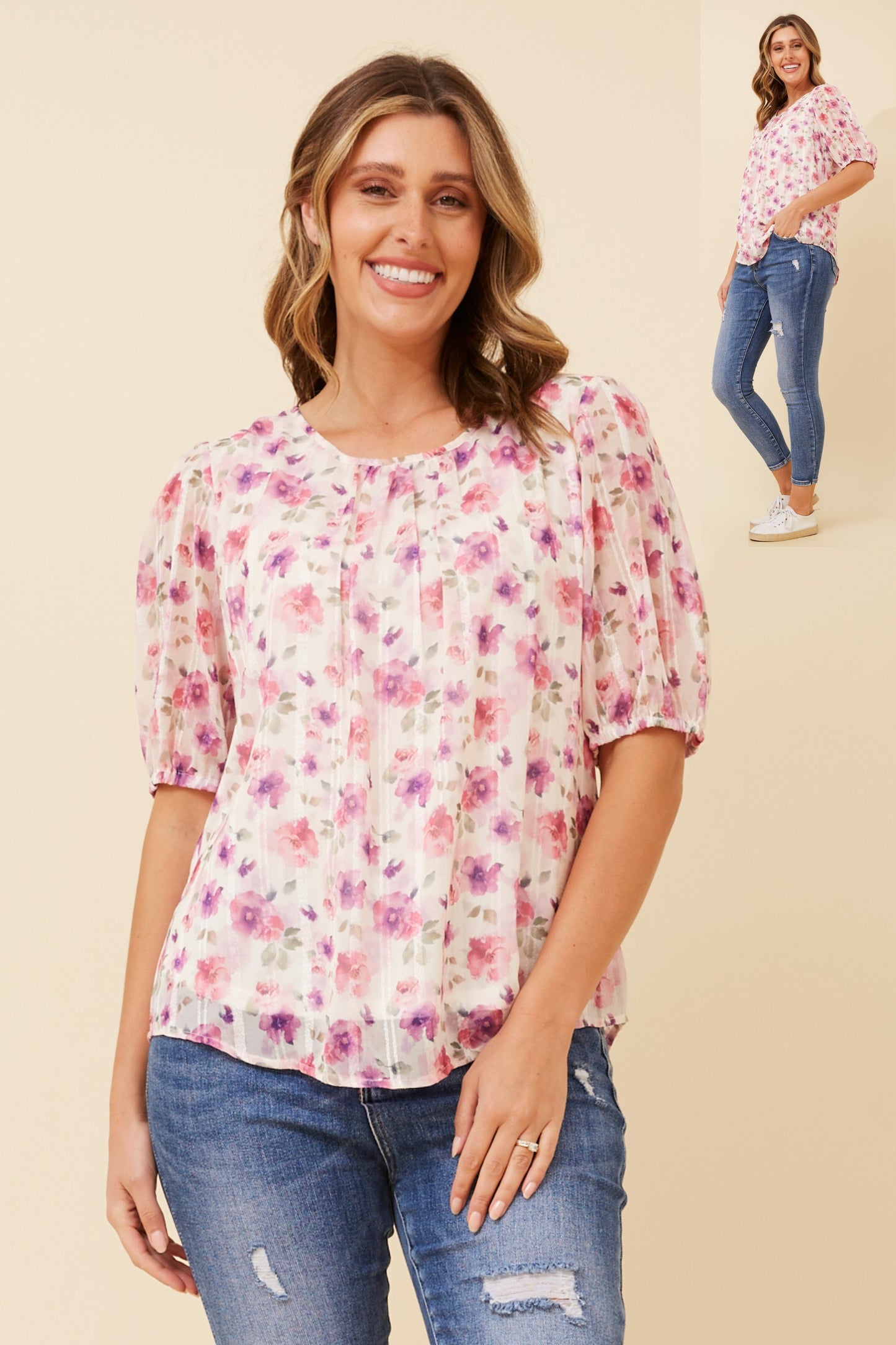 Jenna Floral Blouse - Pink T521476