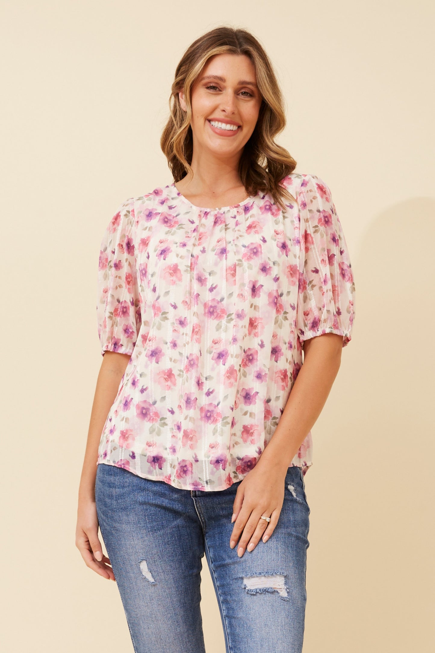 Jenna Floral Blouse - Pink T521476