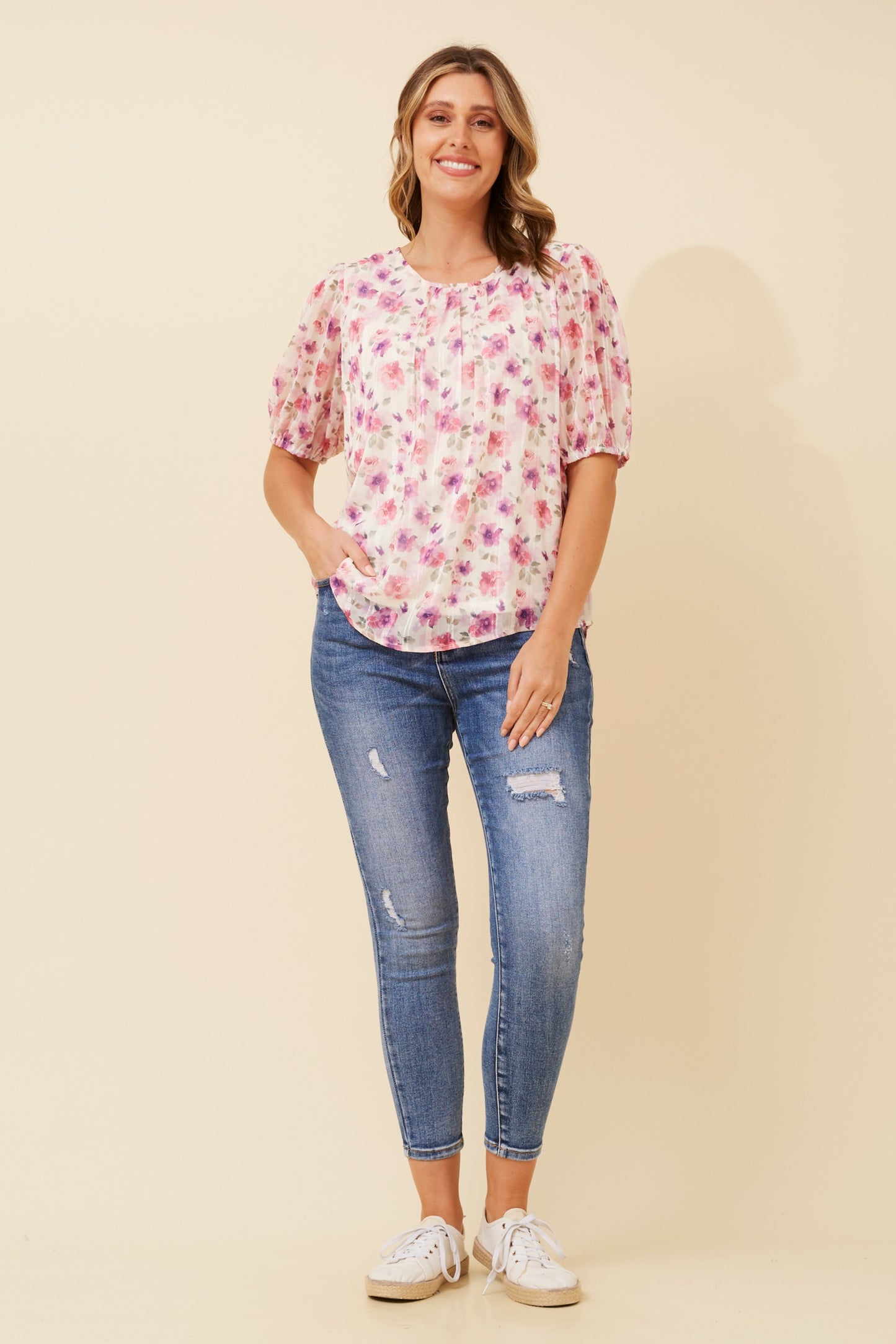 Jenna Floral Blouse - Pink T521476