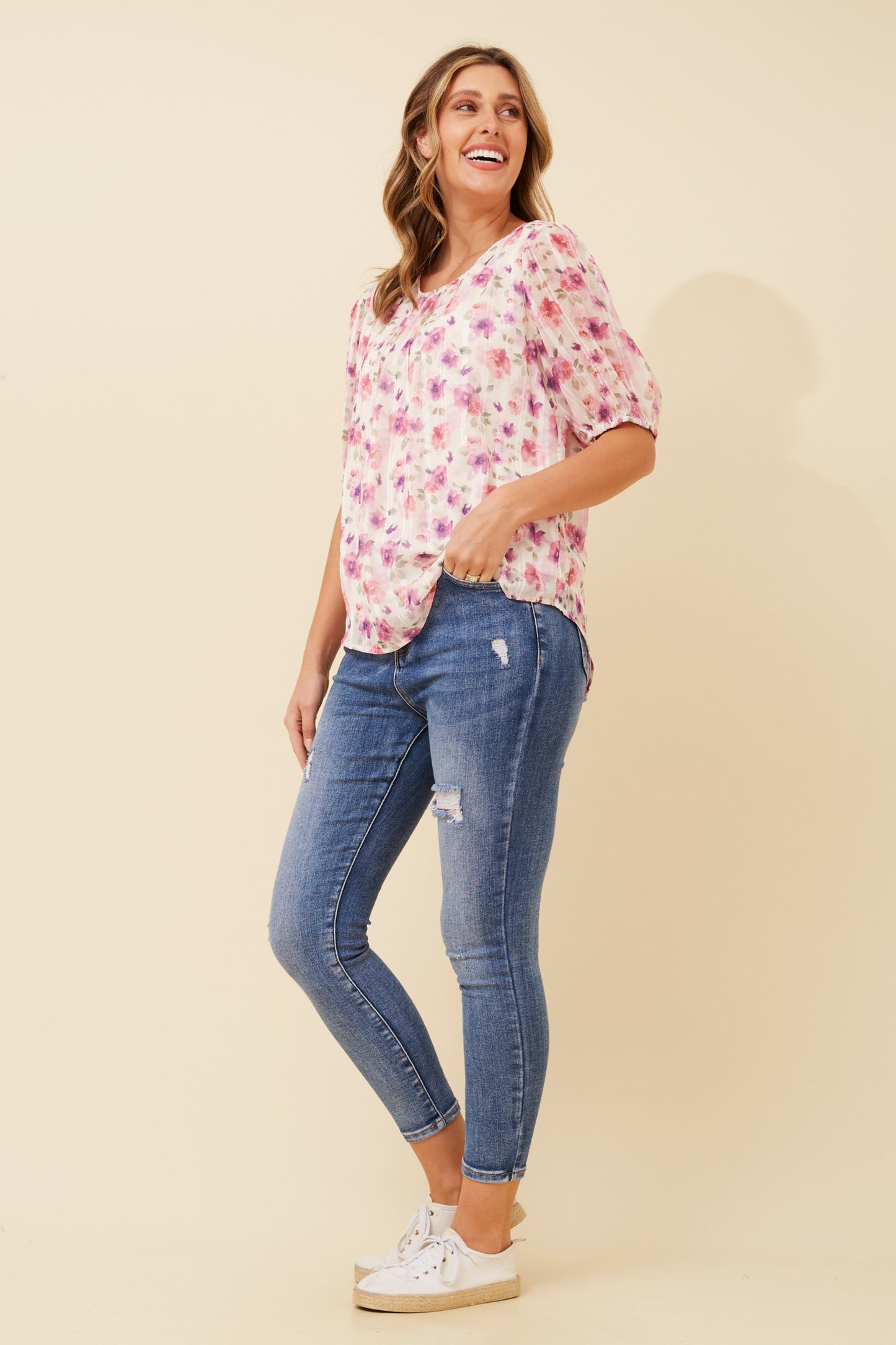 Jenna Floral Blouse - Pink T521476