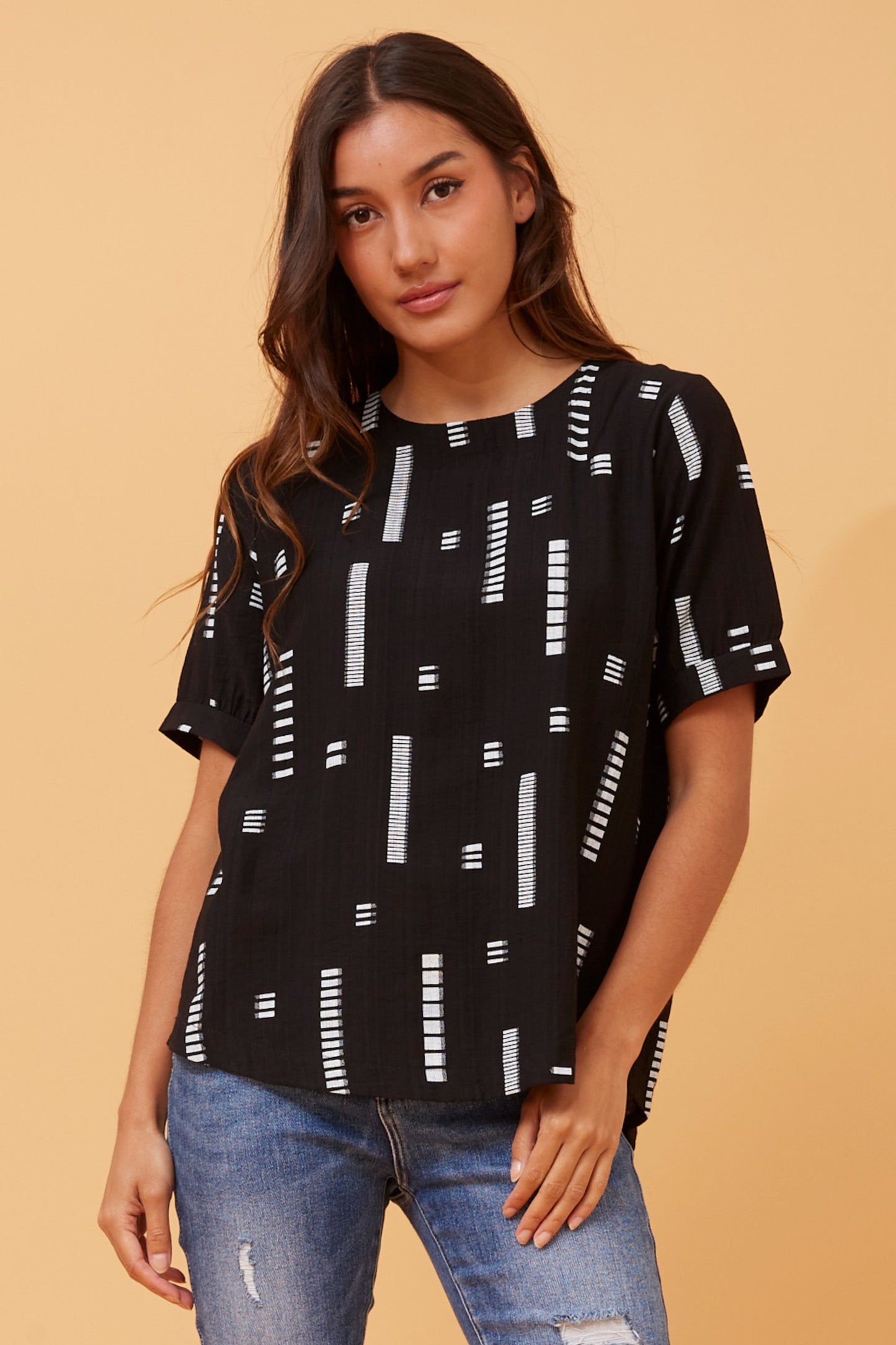 Carolyn Short Sleeve Top - Black T731876