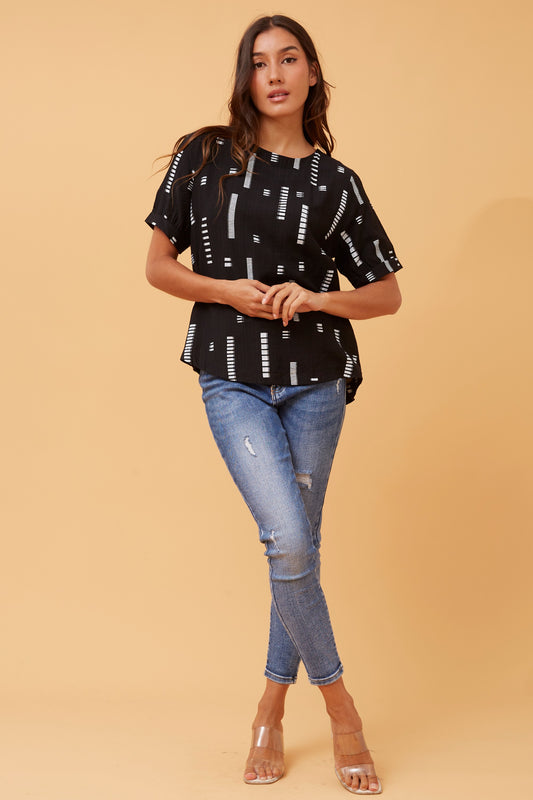 Carolyn Short Sleeve Top - Black T731876