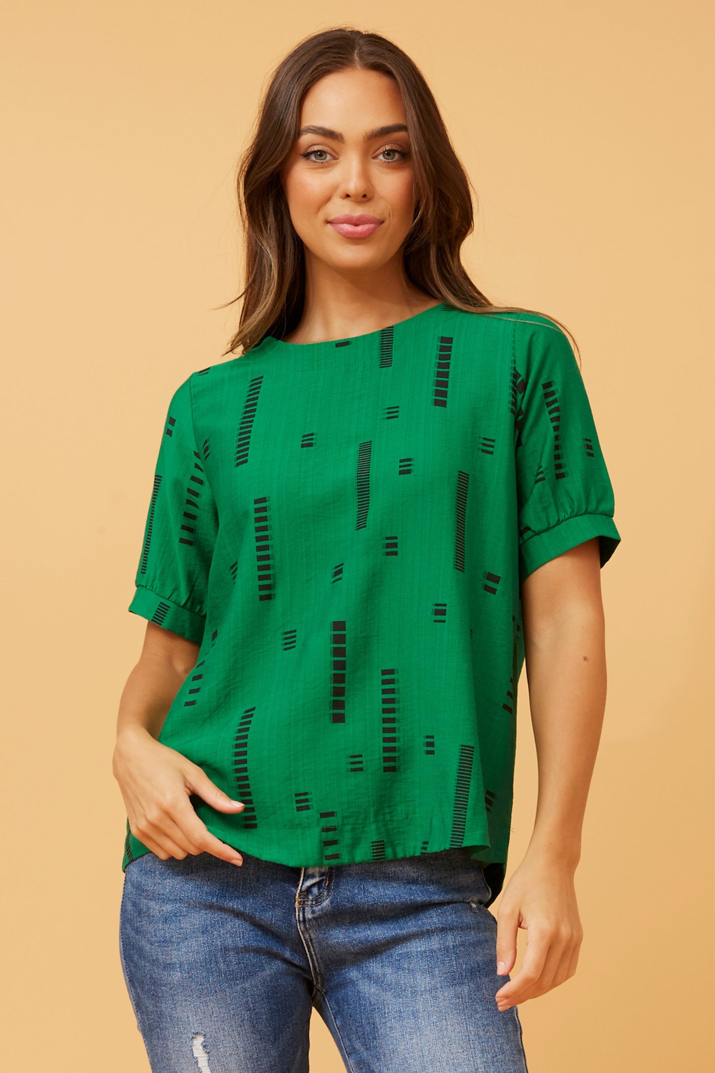 Carolyn Short Sleeve Top - Green T731876