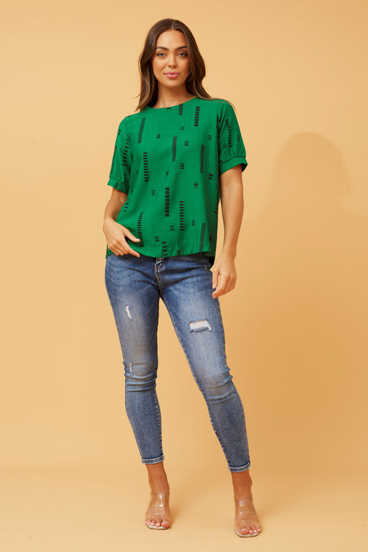 Carolyn Short Sleeve Top - Green T731876