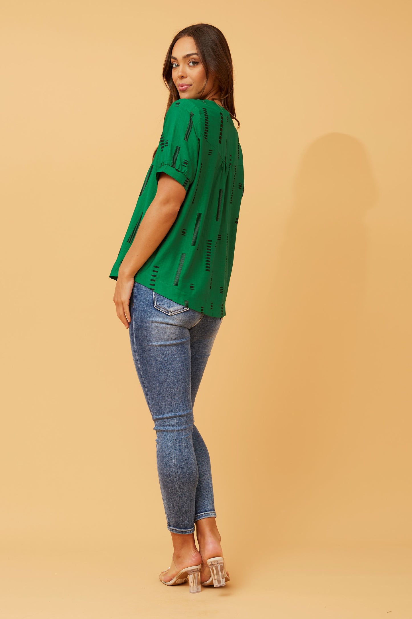 Carolyn Short Sleeve Top - Green T731876