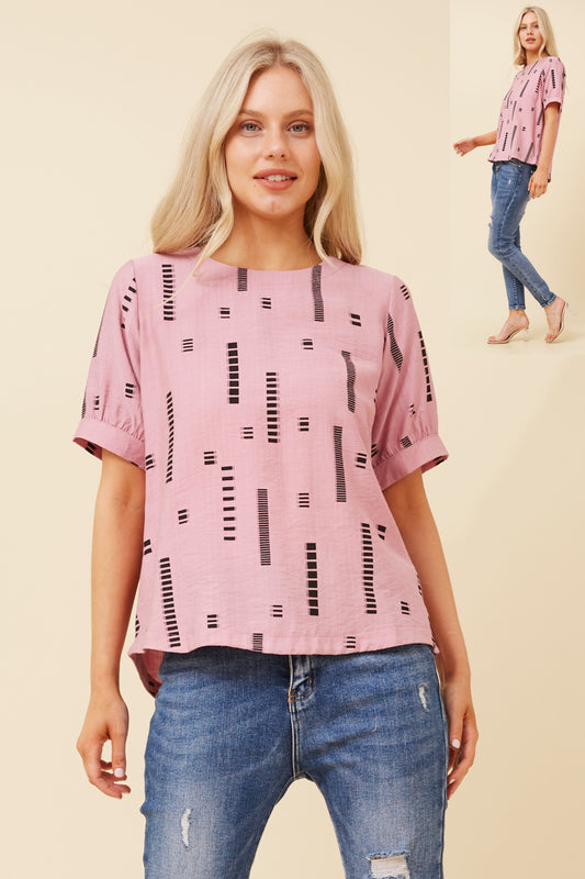 Carolyn Short Sleeve Top - Pink T731876