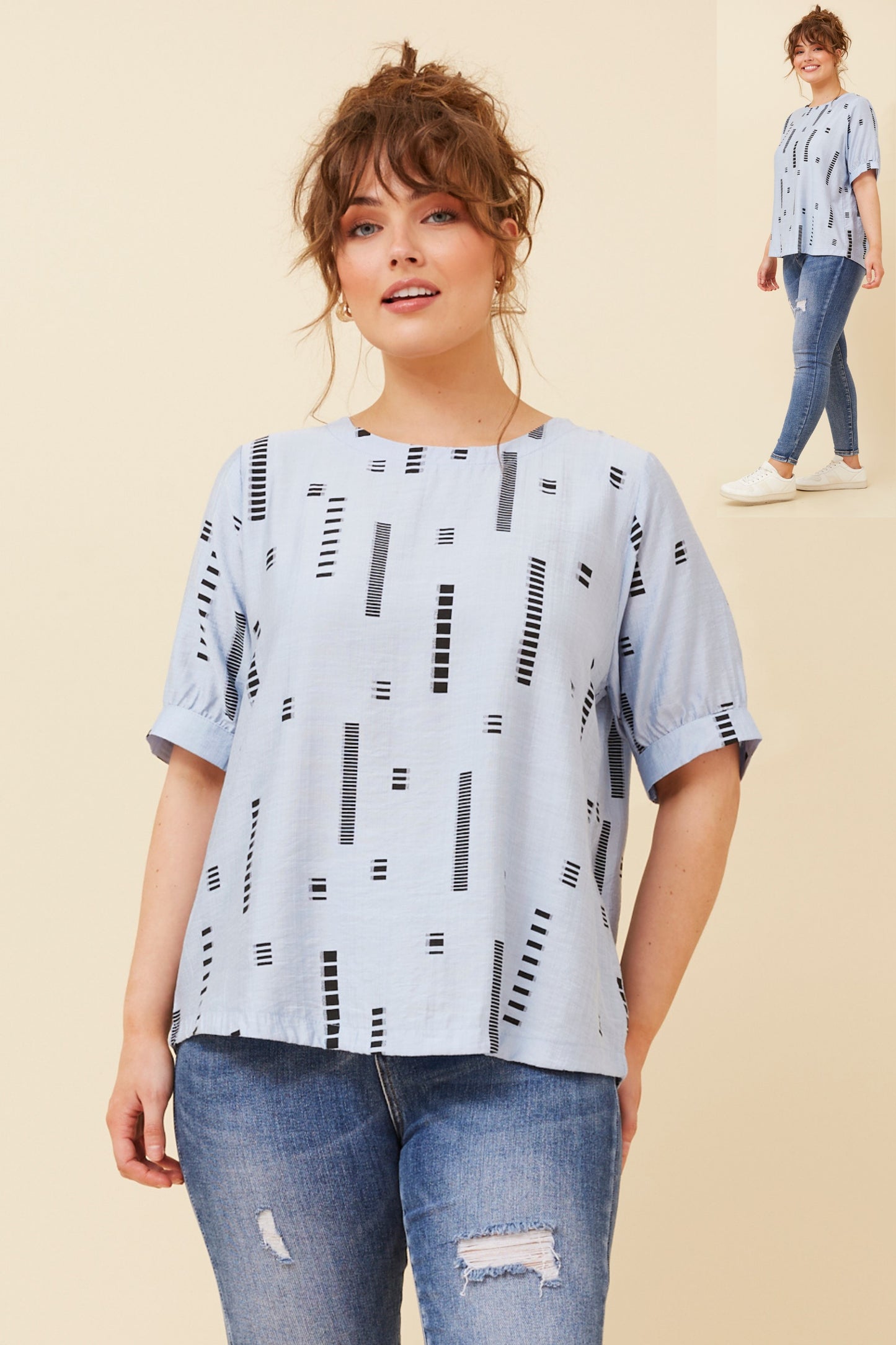 Carolyn Short Sleeve Top - Pale Blue T731876