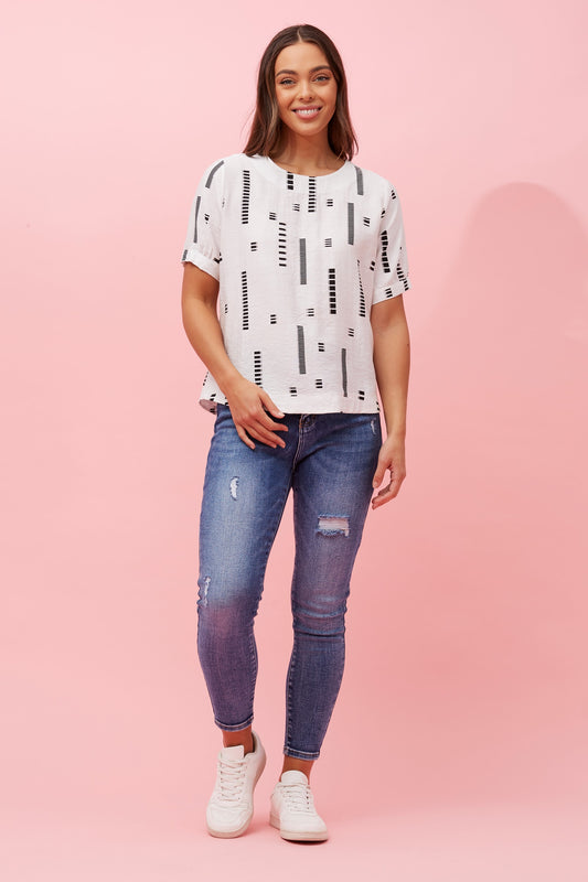 Carolyn Short Sleeve Top - White T731876