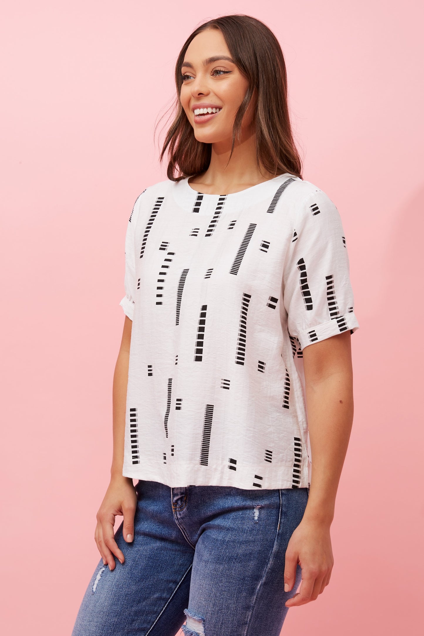 Carolyn Short Sleeve Top - White T731876