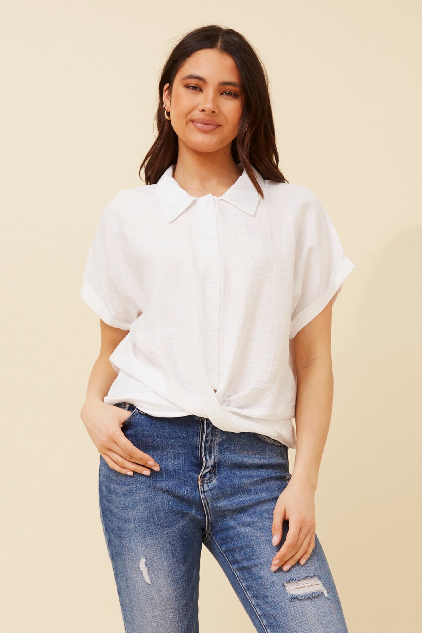 Tia Short Sleeve Shirt - White T732029