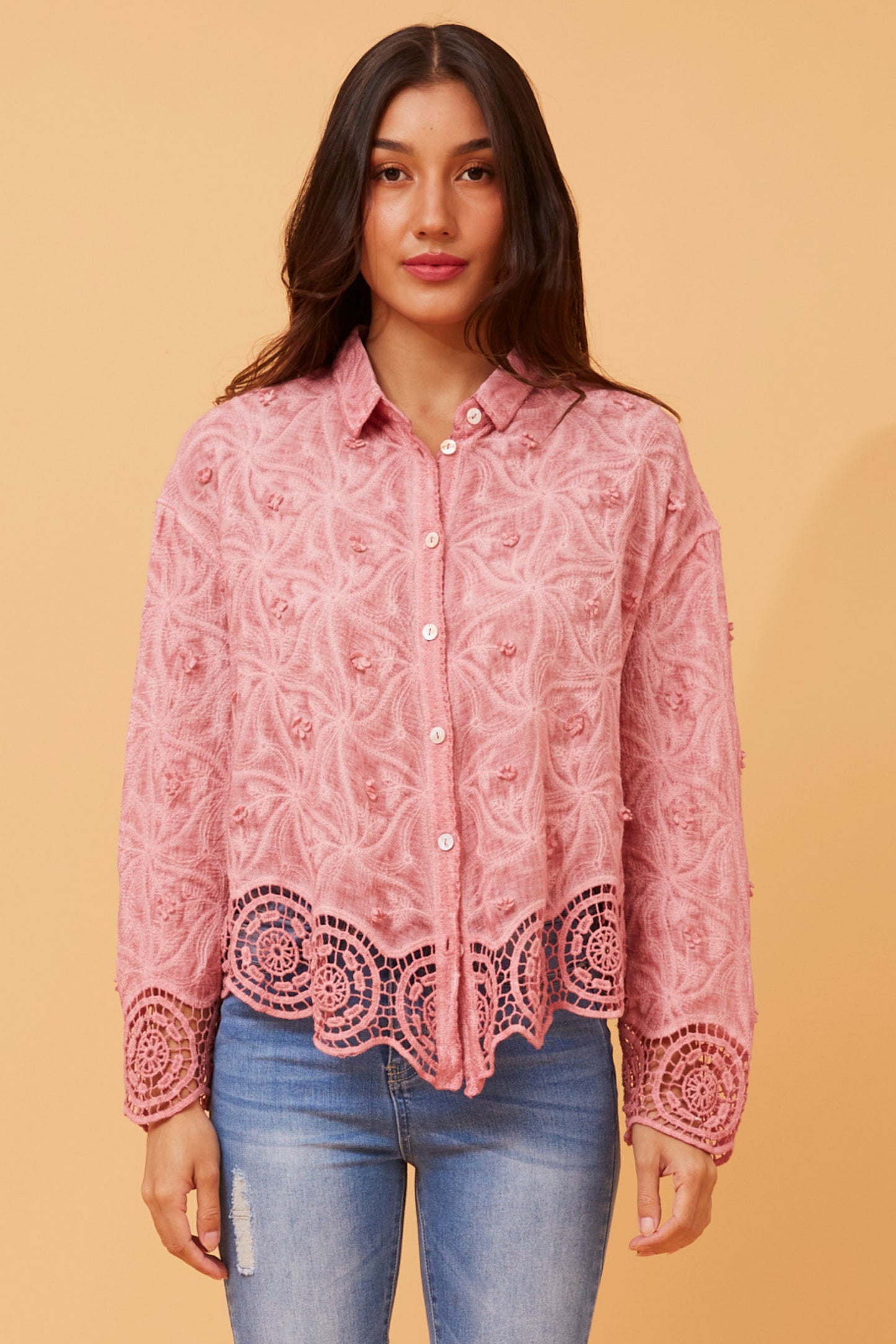 Daisy Lace Blouse Pink T732860