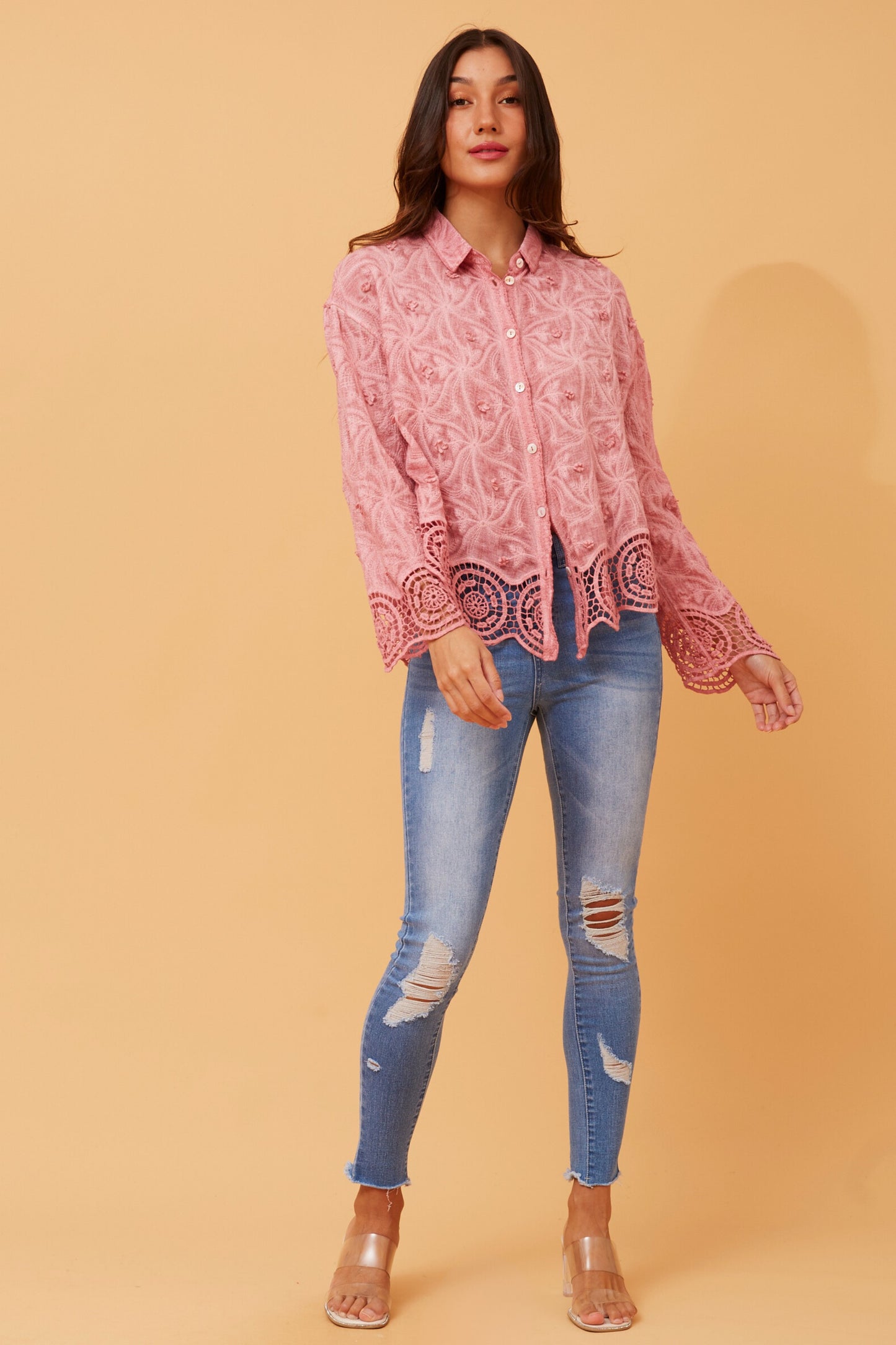 Daisy Lace Blouse Pink T732860