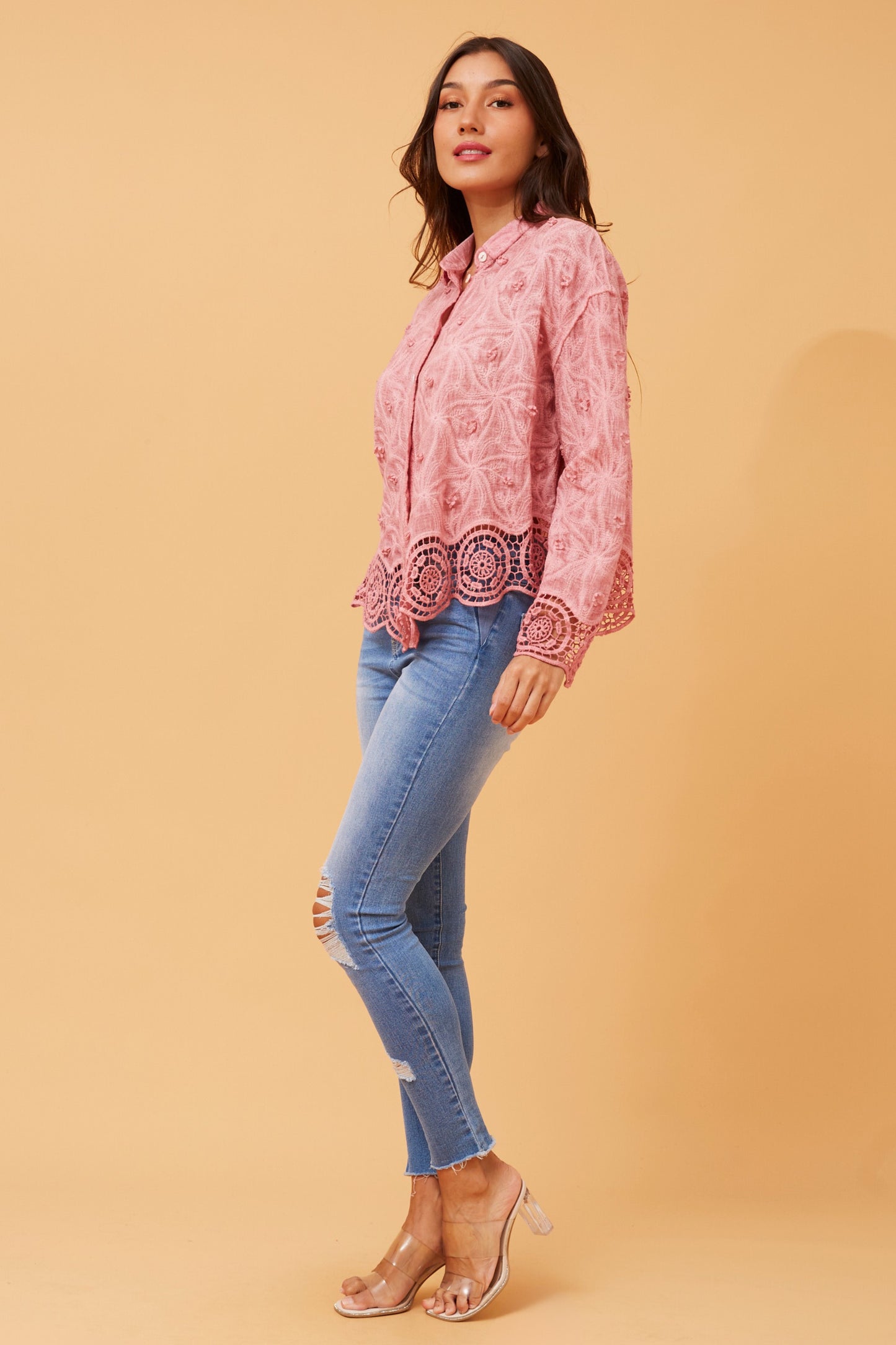 Daisy Lace Blouse Pink T732860