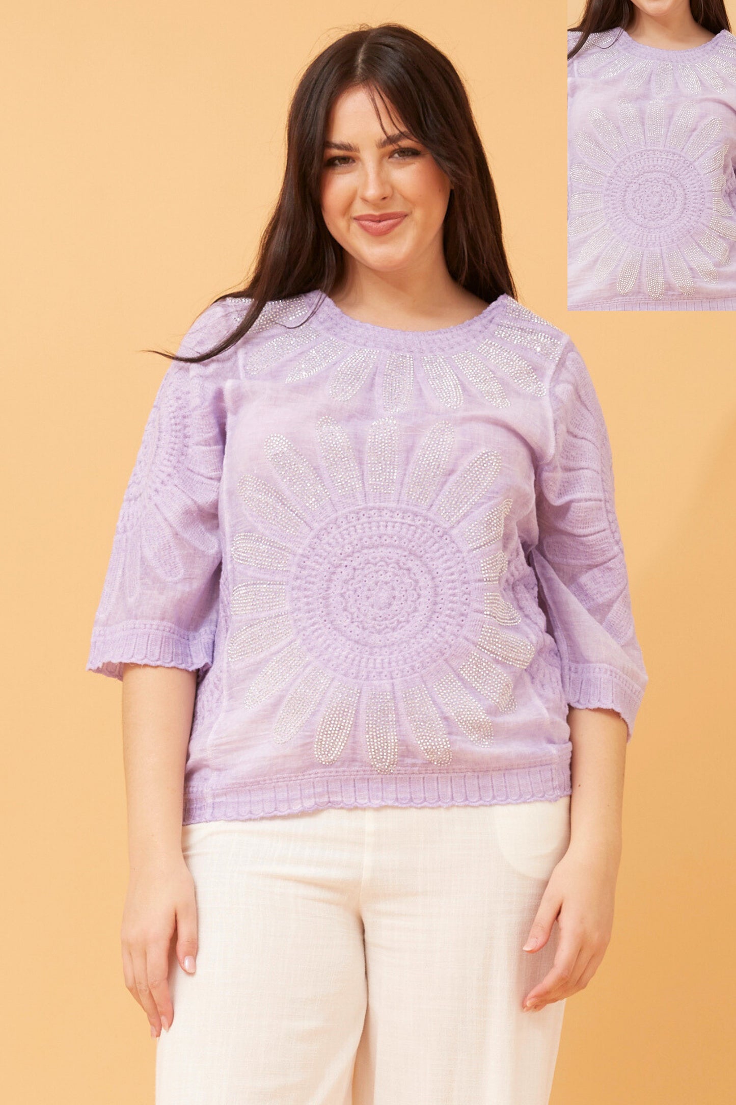 Callie Diamante Detail Top Lilac T732965