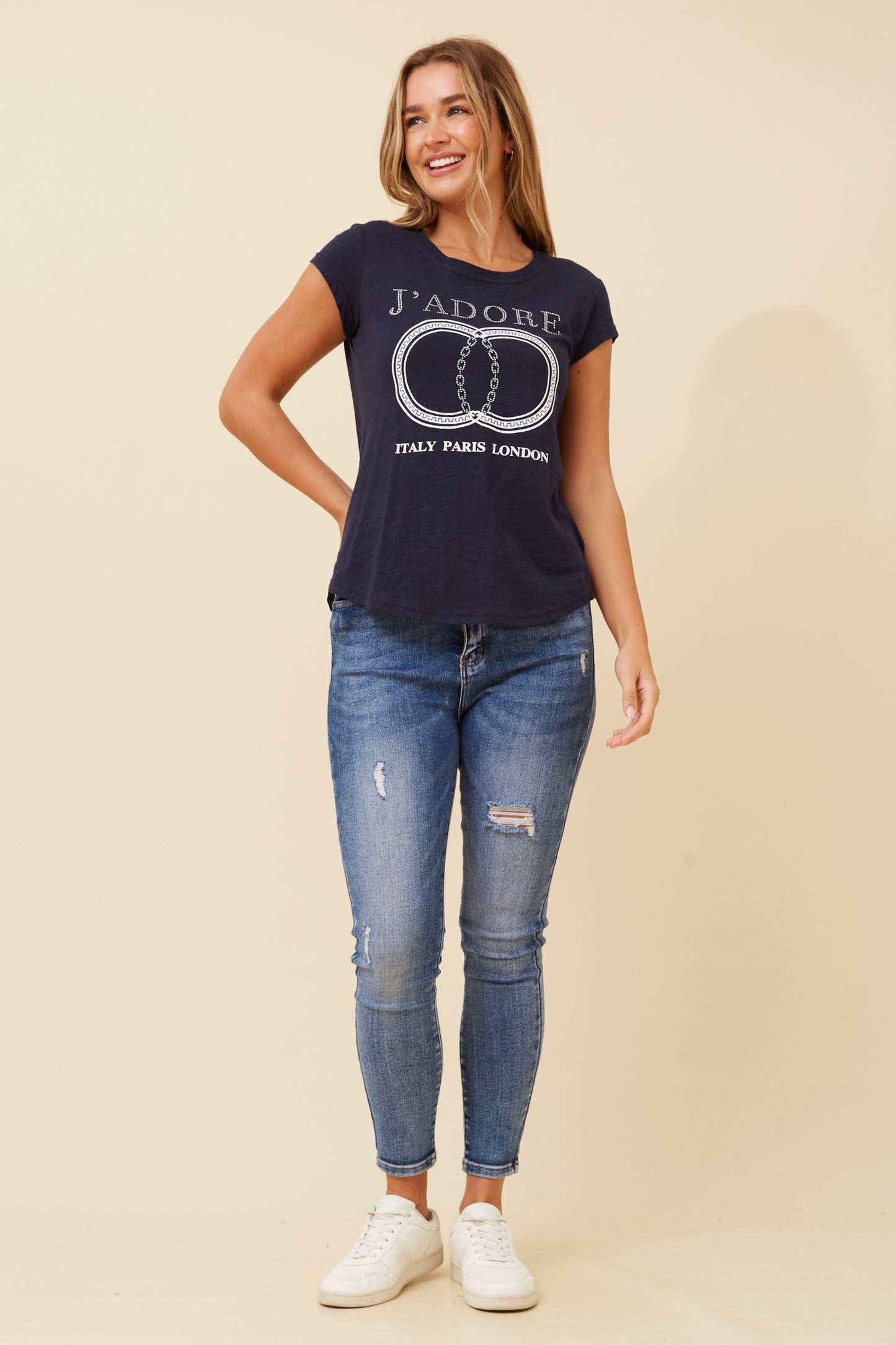 Jadore Graphic Pattern T-Shirt - Navy T732979