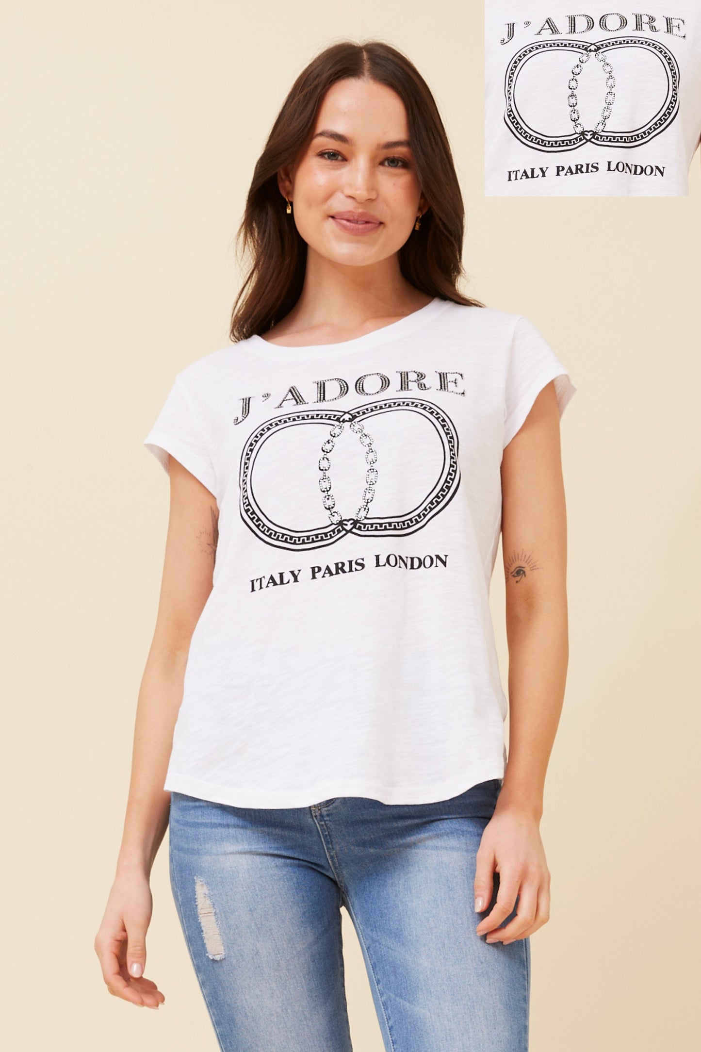 Jadore Graphic Pattern T-Shirt - White T732979