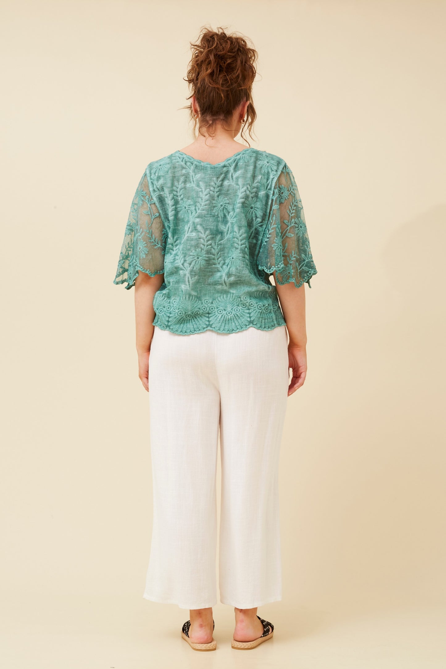 Boho Lace Blouse T733377 - Teal Green