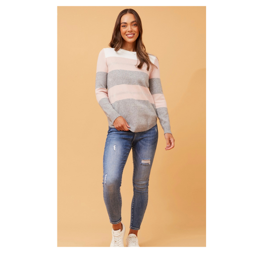 Taylor Stripe Pullover with Diamante Details KP169385