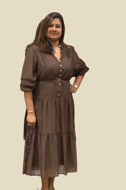 Roselle Party Dress 43250885-1 Chocolate