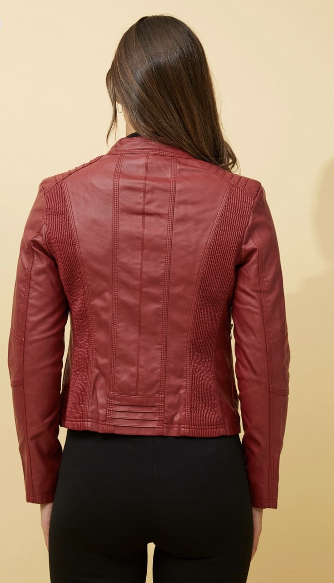 Leather Biker Jacket Red J508609