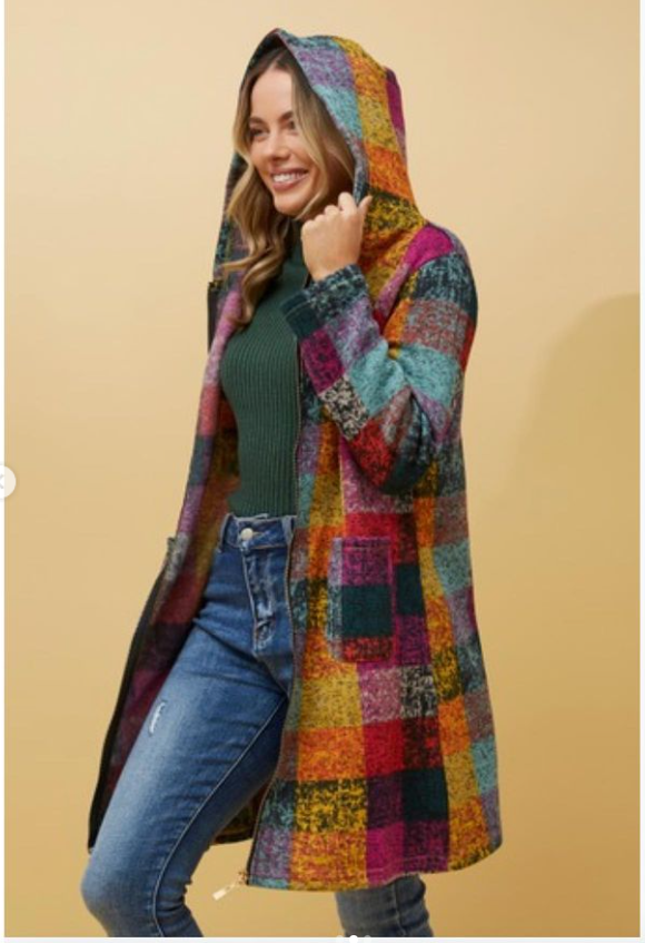 Sena Multi coloured check coat CO515897